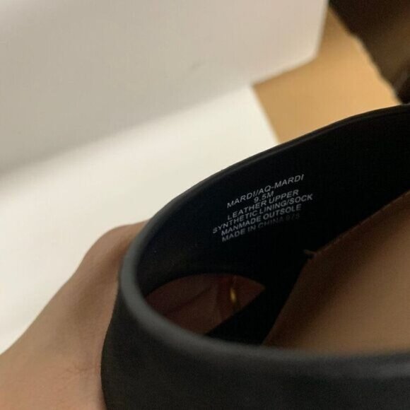 Aqua Mardi Platform Slingbacks Blocked Heels Sandals Size 9.5M Black Suede - Picture 10 of 11